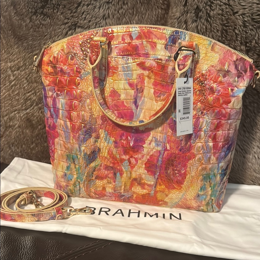 NWT Brahmin Happy Hour large Duxbury Croc-Embossed Women's Genuine Leather Bag